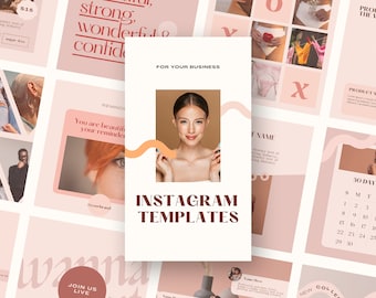 90 Instagram Post Templates | Product Based Business social media Feed | Female Entrepreneur | feminine Canva | Small Business Marketing Kit