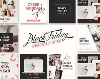 Black Friday Sale Instagram Post Template. Social media Promotion Holiday Advertisement Marketing. Christmas sale. feed layout Cyber Monday