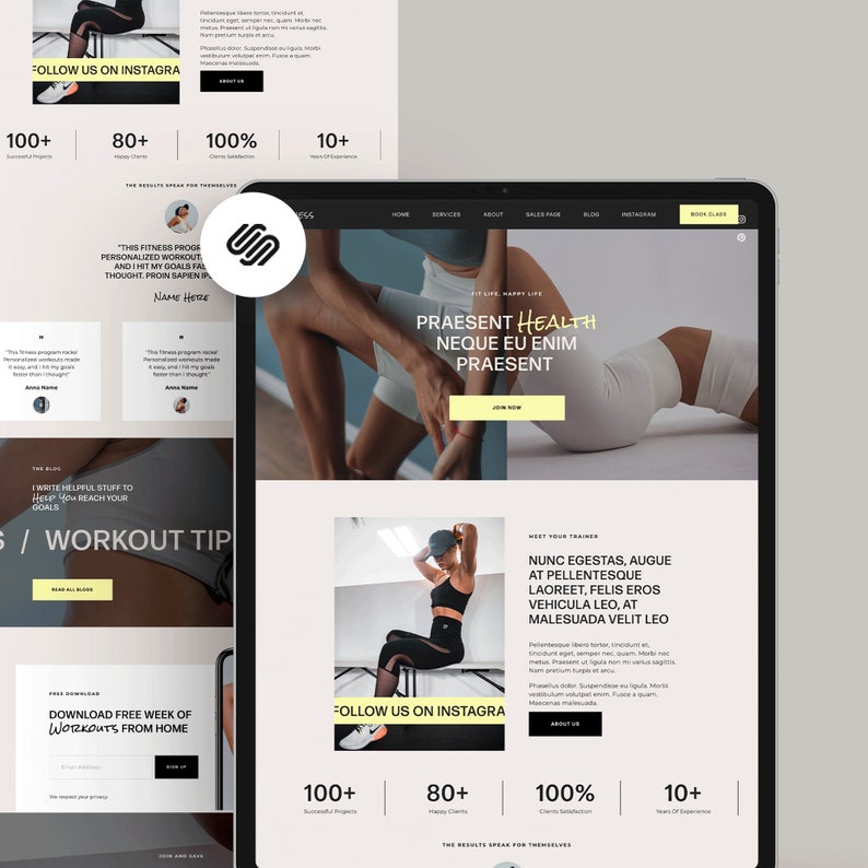 Website Template Squarespace 7.1, Fitness Membership, Sport, gym site, Personal trainer, Health Wellness female Coach, Pilates Business yoga image 1