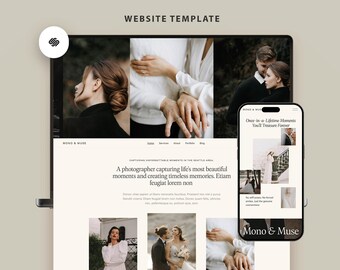 Photographer Squarespace website template, Squarespace 7.1 wedding photography, portfolio website, modern website template website coach