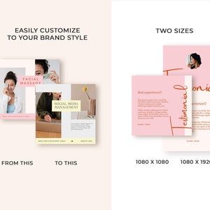 Instagram Price List Template Canva Menu Story Post Service, Social Media Salon Nails Hair Pricing Feminine Skincare Esthetician lashes brow image 4