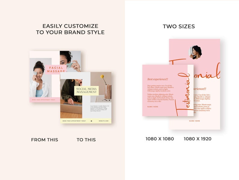 Instagram Price List Template Canva Menu Story Post Service, Social Media Salon Nails Hair Pricing Feminine Skincare Esthetician lashes brow image 4