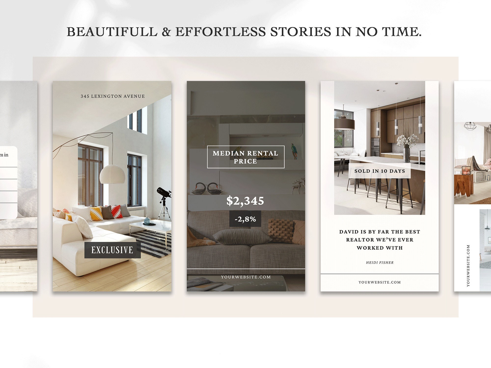 Real Estate Instagram Story Templates Set Realtor Canva Post | Etsy