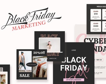 Black Friday Sale Flyer Template. Promotion Holiday Advertisement Marketing Poster. Printable Christmas sale. Editable Card Cyber Monday