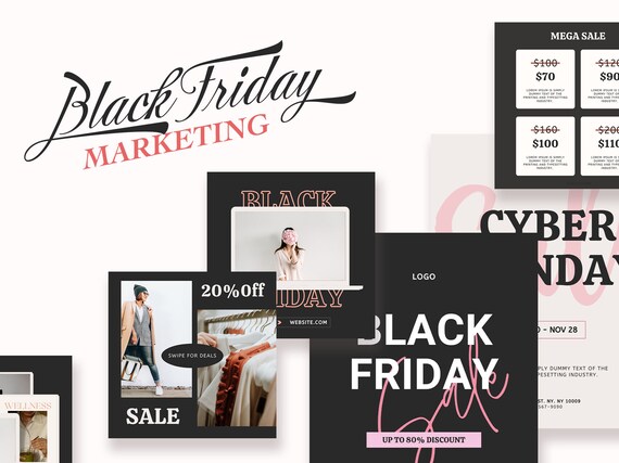 Black Friday Sale Flyer Template. Promotion Holiday Advertisement Marketing Poster. Printable Christmas sale. Editable Card Cyber Monday