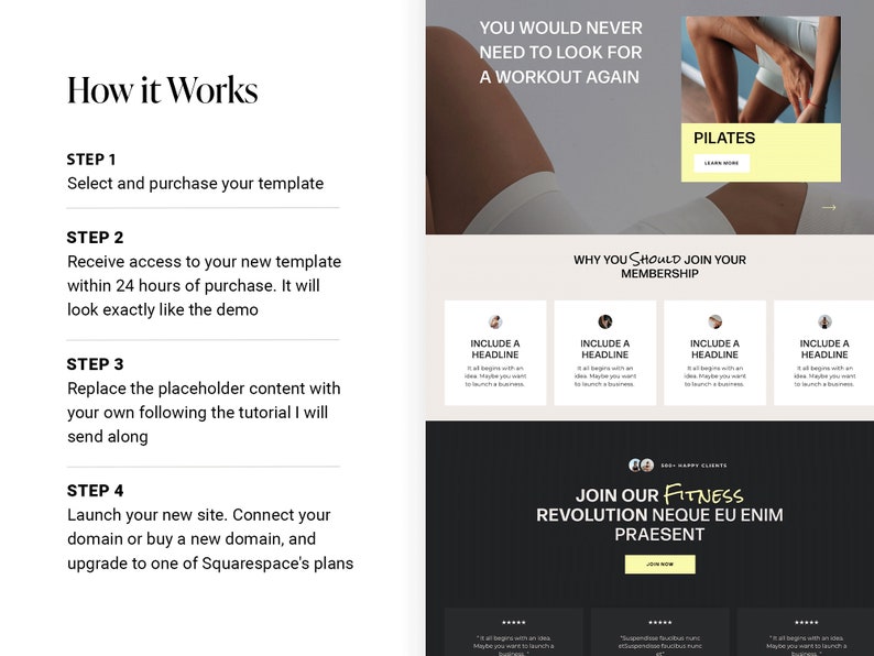 Website Template Squarespace 7.1, Fitness Membership, Sport, gym site, Personal trainer, Health Wellness female Coach, Pilates Business yoga image 4