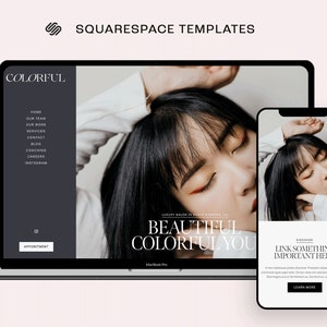 Hairstylist Squarespace 7.1 Website Template Design Layout theme, Beauty Esthetician Blogger Responsive Site for Service Small Business blog