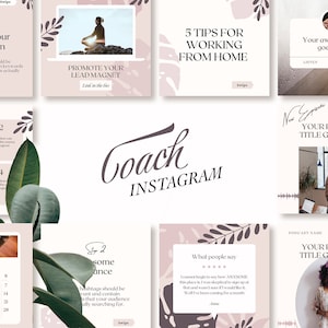 67 Instagram post templates Canva | social media coach marketing bundle | carousel posts | Beauty Blogger Design branding | pink floral