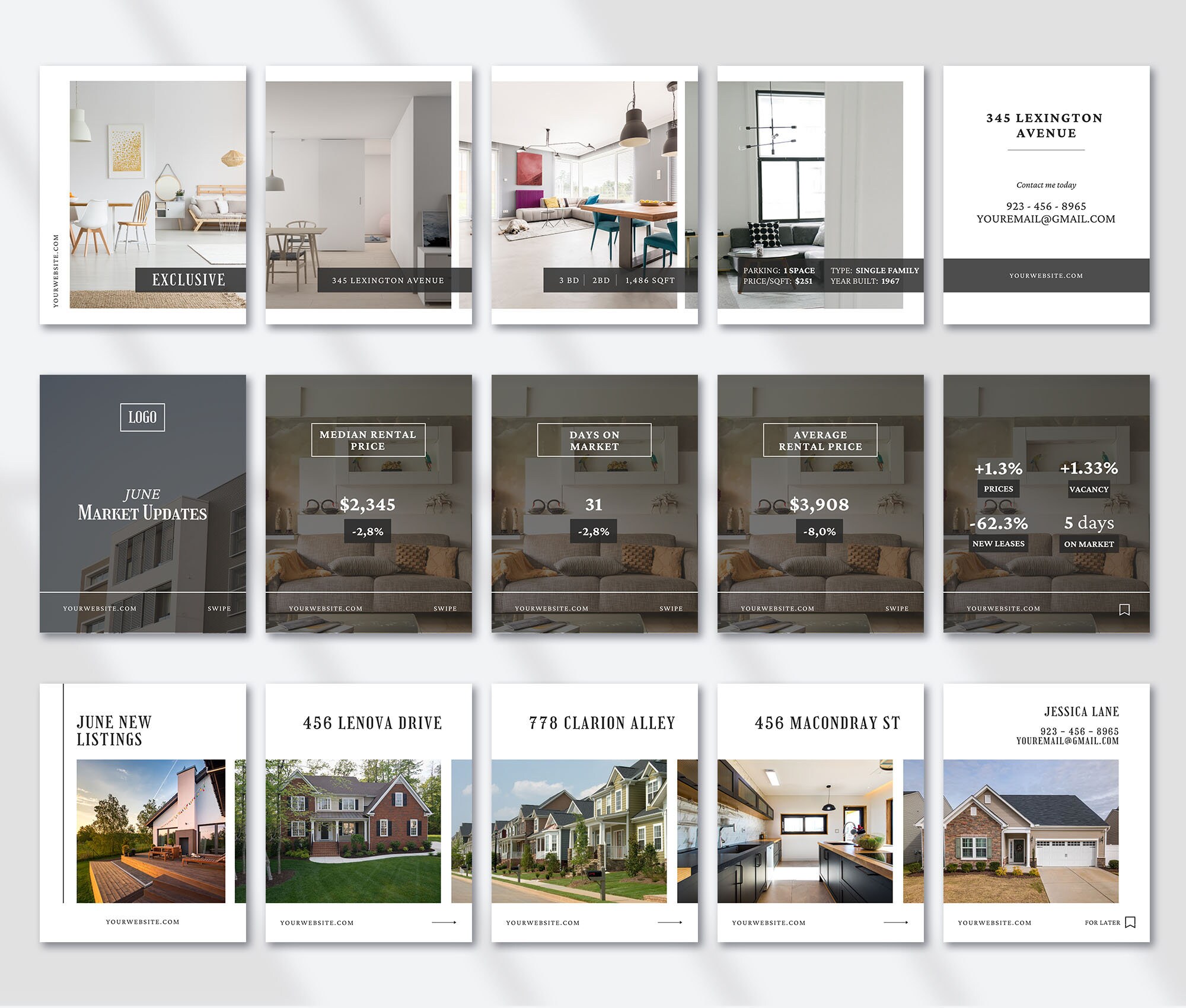 Realtor R Graphic Realtor Social Media Graphics for Instagram | Real Estate Agent Canva ...