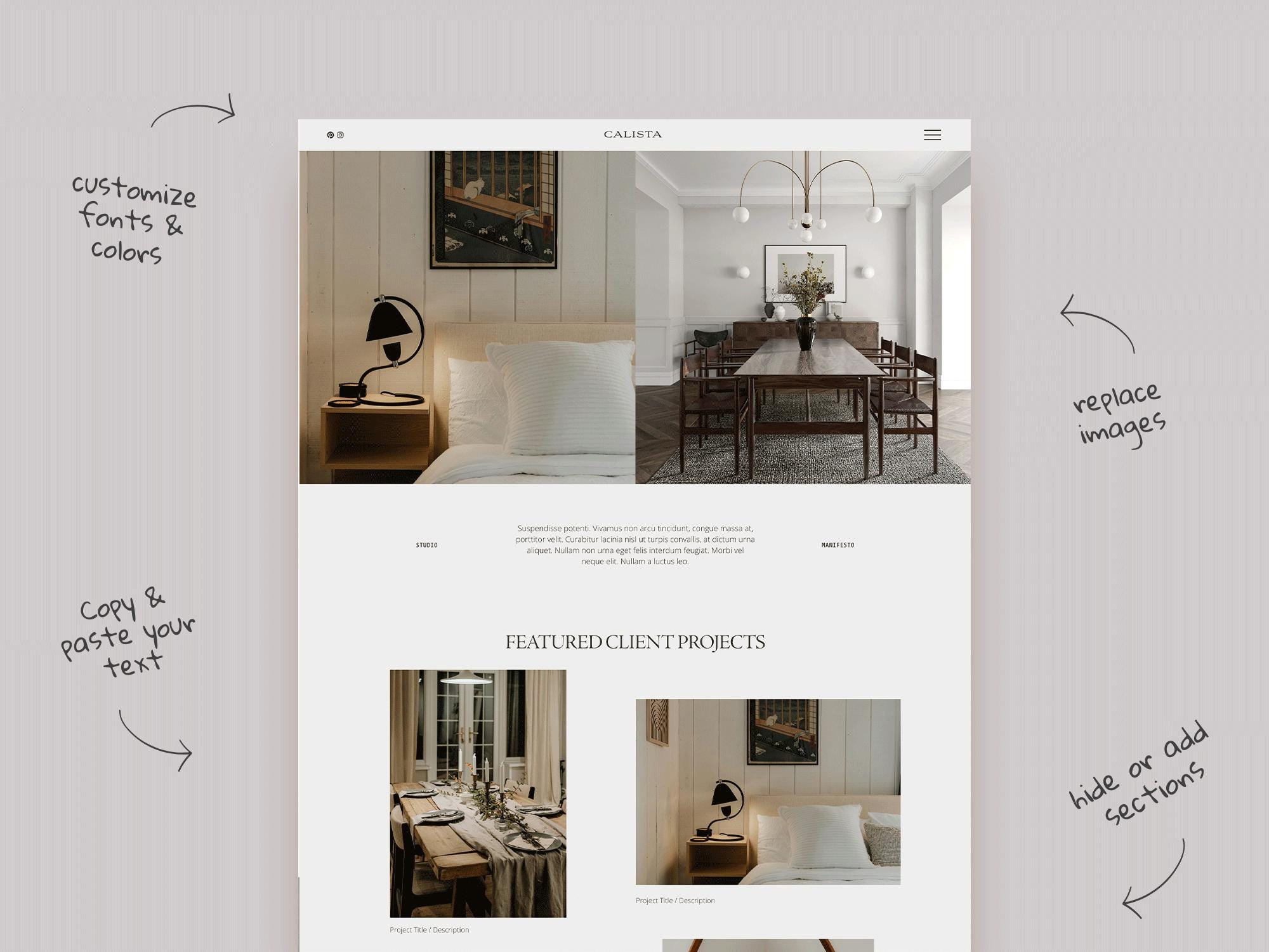 Interior Designers Website Template Squarespace, Graphic Designer ...