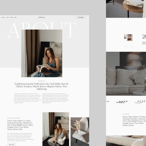 K&ouml;nnte beinhalten: Eine Website-Startseite f&uuml;r ein Innenarchitektur-Unternehmen namens Isabella. Die Website zeigt ein Foto einer Frau, die ein Buch liest, ein Foto eines Wohnzimmers und Text &uuml;ber die Werte des Unternehmens, darunter Kreativit&auml;t, Innovation, Qualit&auml;t und Zusammenarbeit.
