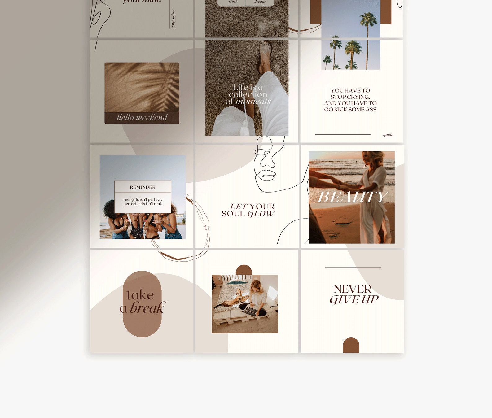 Boho Instagram Puzzle Grid Feed Template| Modern Canva Social Media ...