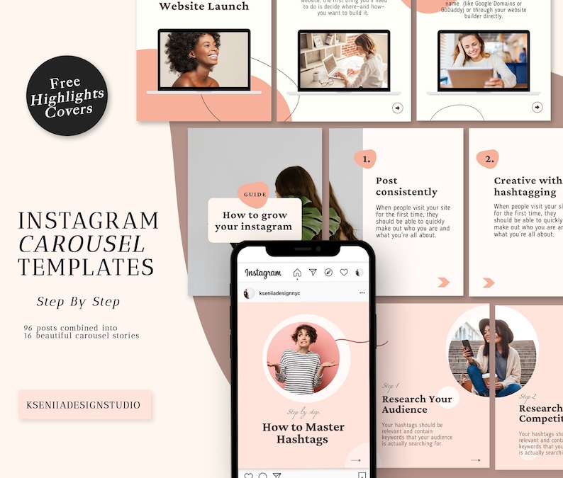 96 Instagram Carousel Template Layout Customizable Canva - Etsy