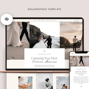 Photographer Squarespace website template Design Layout, boho portfolio website wedding photographer, Web Design for Small Business blogger