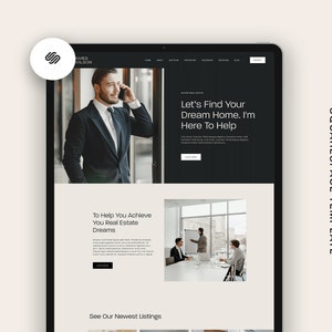 Real Estate Squarespace 7.1 Website Template Design Layout theme, luxury Broker business, website for realtors Responsive Site, modern blog