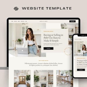 Real Estate Agent Website Template / Squarespace  7.1 website | Luxury Broker business website /  Simple Realtors website / marketing