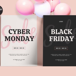 Black Friday Sale Flyer Vorlage. Promotion Urlaub Werbung Marketing Poster. Druckbare Weihnachtsaktion. Bearbeitbare Karte Cyber Monday