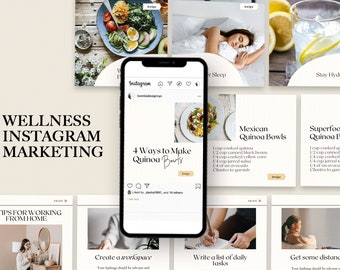 99 Instagram Wellness Post Templates | Yoga Course Creator social media Feed | Female blog Entrepreneur Canva | Small Business Marketing Kit