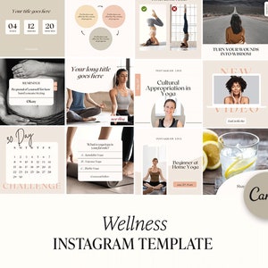 Canva-sjabloon Instagram Gezondheids- en welzijnscoach. Instagram-postsjabloon voor sociale media. canvas-sjabloonpakket. Business mindset-coach