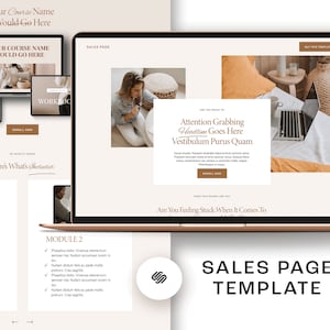 One Page website Template Coach | Sales Page Template Squarespace 7.1 | Virtual Assistant Website Landing Page | Online coaching website