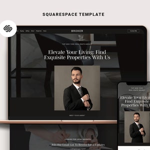 Real Estate Website Template Squarespace 7.1 | Luxury Broker business, Realtors website template, modern realtor marketing site