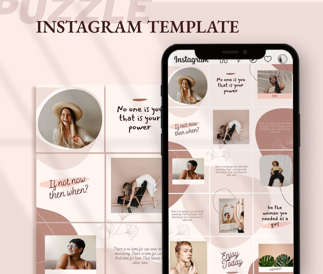 Beige Instagram Puzzle Grid Feed Template Modern Canva - Etsy