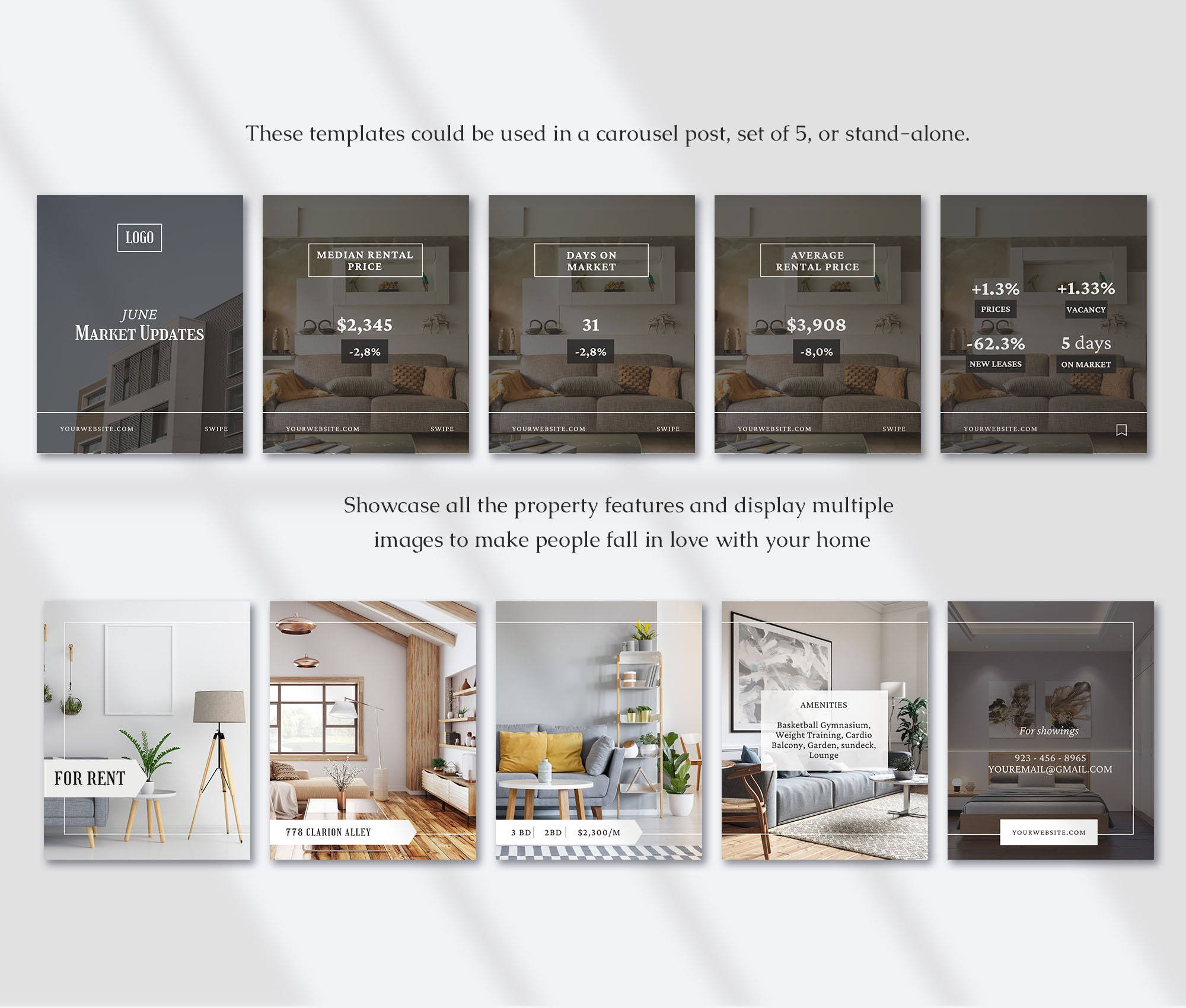Realtor R Graphic Realtor Social Media Graphics for Instagram | Real Estate Agent Canva ...