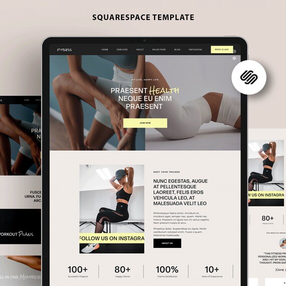 Website Template Squarespace 7.1, Fitness Membership, Sport, gym site, Personal trainer, Health Wellness female Coach, Pilates Business yoga