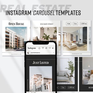 Realtor social media graphics for Instagram | Real Estate Agent Canva Templates social media post bundle | Realtor marketing bundle carousel