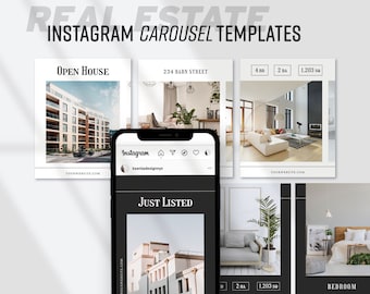 Realtor social media graphics for Instagram | Real Estate Agent Canva Templates social media post bundle | Realtor marketing bundle carousel
