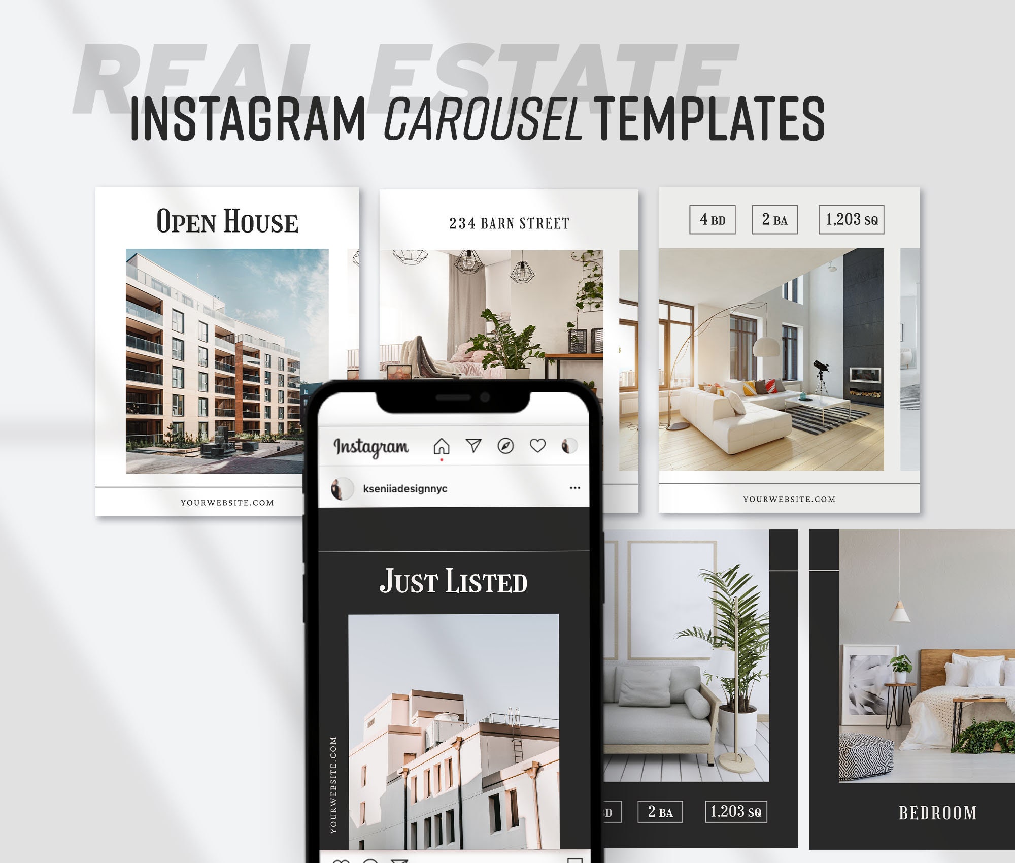 50 Real Estate Instagram Templates Canva | Realtor Marketing Bundle ...