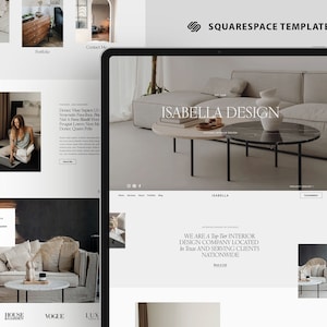 Op de afbeelding: Een website-ontwerptemplate voor interieurontwerpers. De template heeft een modern, minimalistisch ontwerp met de focus op het presenteren van het werk van de ontwerper. De website bevat een portfolio-sectie, een contactformulier en een blog. De website is ontworpen om gemakkelijk te navigeren en visueel aantrekkelijk te zijn.