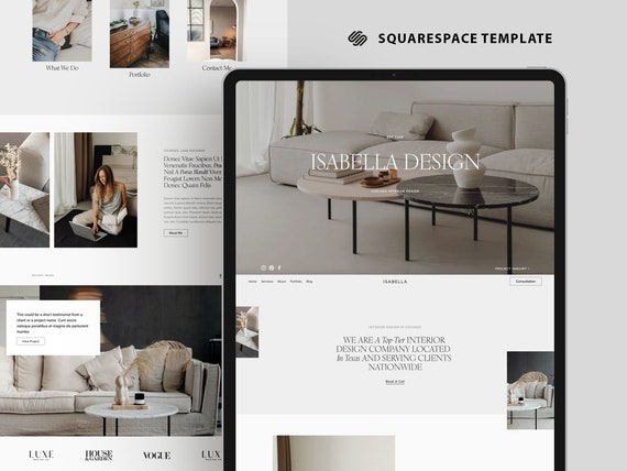 Interior Designers Website Template Squarespace, Graphic Designer Portfolio Website, Personal Site / Female Coach Website Business Website