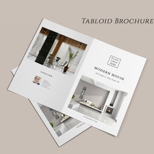 Real Estate Tabloid Brochure Canva Template | Two-Sided Realtor Marketing Flyer | New House property listing presentation| staging brochure