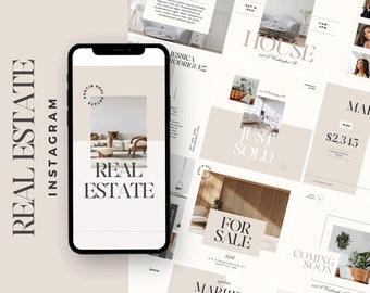 Real Estate Instagram Templates Canva Post \ Luxury Realtor Templates feed layout, social media branding | Broker business marketing