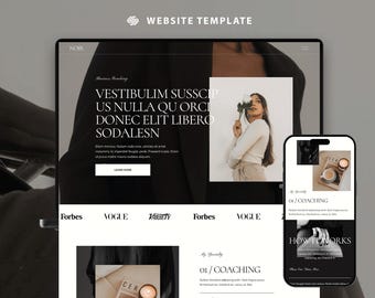 May include: A website template design displayed on a laptop and smartphone. The laptop screen shows a website layout with the text "VESTIBULIM SUSSCIP US NULLA QU ORCI DONEC ELIT LIBERO SODALESN". The smartphone displays a mobile version.