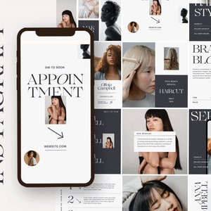Haircare Instagram Templates, Hair Salon, Hairdresser content, Beauty Salon Templates, Haircare Posts, Hairstylist Instagram Template