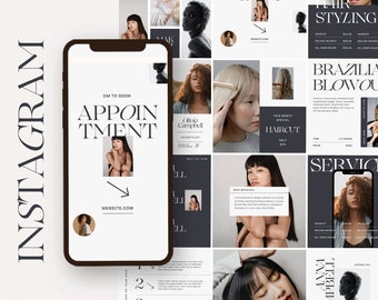 Haircare Instagram Templates, Hair Salon, Hairdresser content, Beauty Salon Templates, Haircare Posts, Hairstylist Instagram Template
