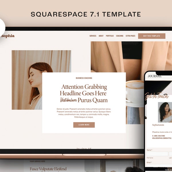 Squarespace website template coach -Business coach Website - Coaching Business Website -Social Media Manager Course Website -Life Coach Site