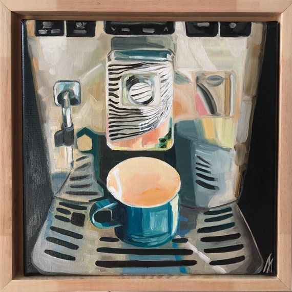 Coffee Time Art - Original Oil Painting - Kitchen Wall Decor