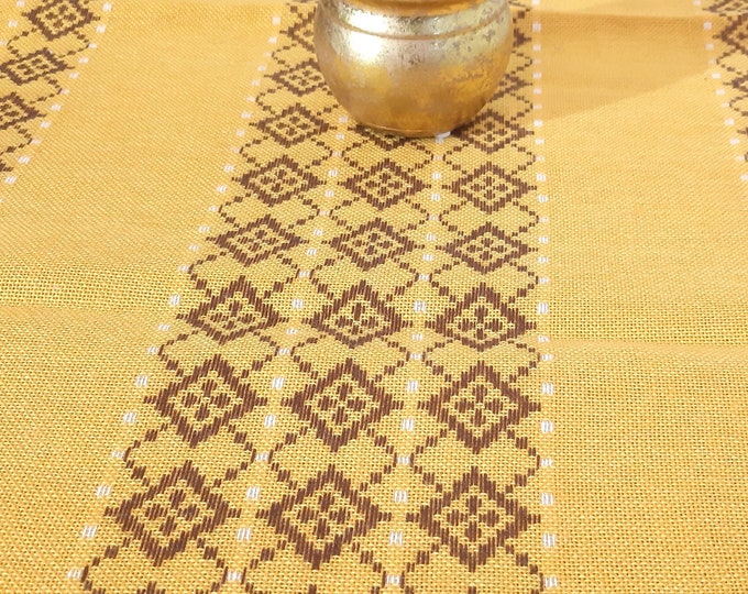 Vintage Woven Retro Swedish Table Runner Orange Folk Rare Etsy