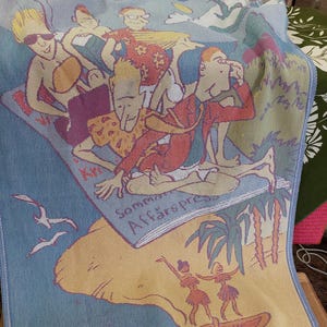 Large vintage Swedish Ekelund woven Beach towel , Collectible vintage towel , Scandinavian vintage textiles , Collectible textiles (E13)
