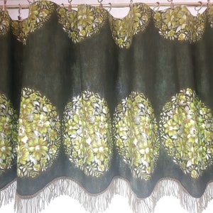 Sehr langer Blumen Grün Gelb Valance Vorhang oder Stoff, grüner Ccafe Vorhang Stoff, langer Valance Vorhang , langer Café Vorhang (11)
