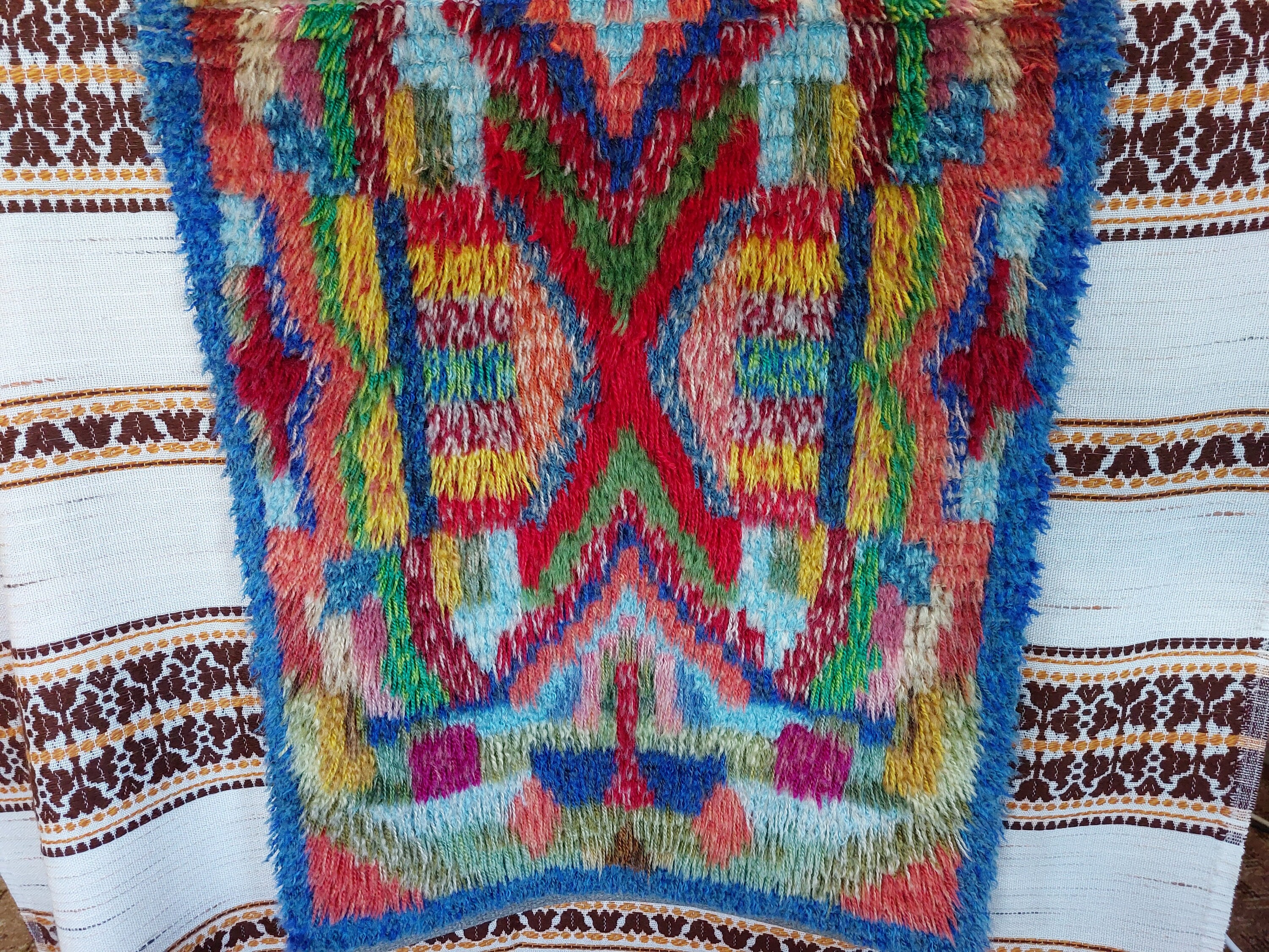 70s Rya Rug 70s Rya Rug , Scandinavian Wool Rya Rug, Decorative Accent Rug, Wool ...