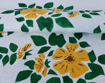 Vintage Scandinavian Yellow Flowers Print Decorative tablecloth , Easter Flowers Yellow tablecloth (7)