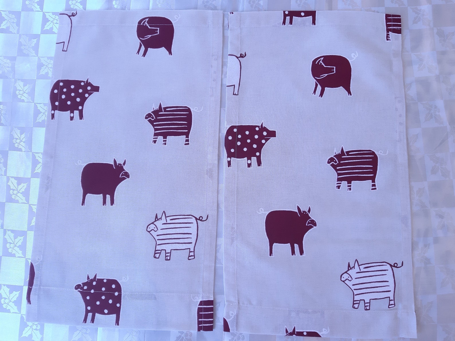 M Size Kitchen Curtains Vintage Lovely Red Pigs Cafe Curtains - Etsy