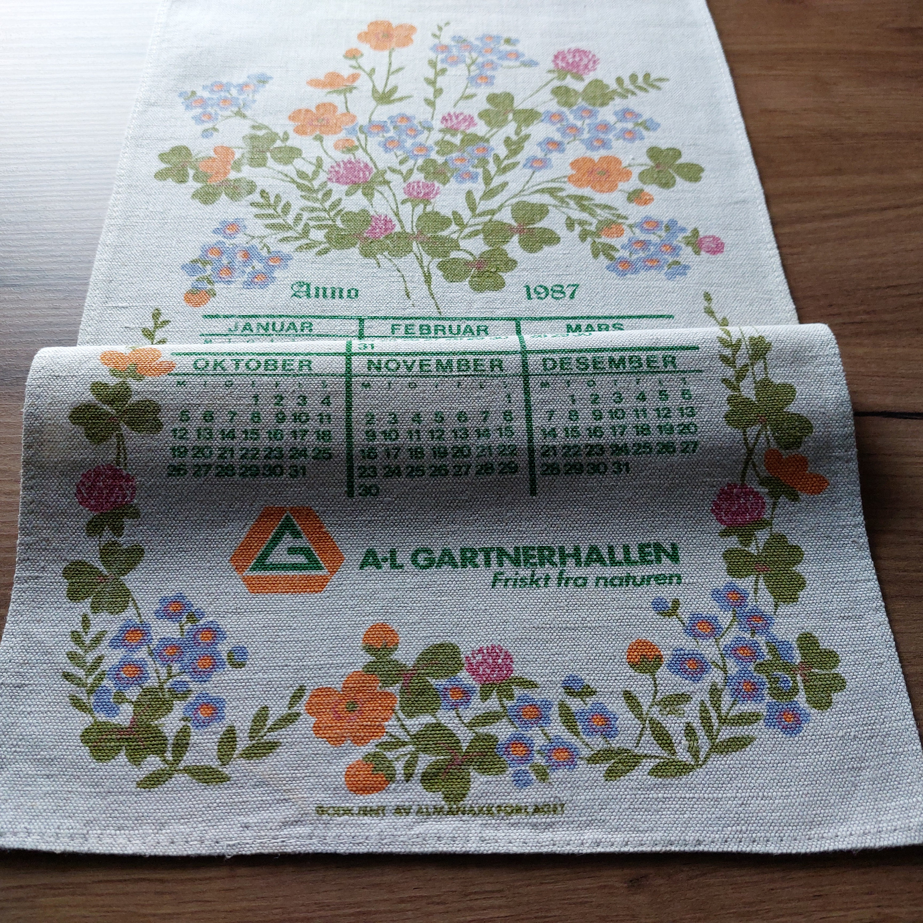 ヴィンテージ 1987 年 ティータオル カレンダー、ヴィンテージ
