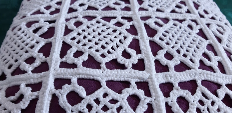 Decorative Pillows decorative crochet pillow purple white crochet bedding decor pillow 6cl Vintage Handmade Crochet Withe Purple Pillow