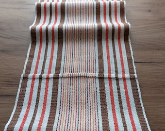Caminho de mesa vintage em linho trançado, toalha de mesa listrada escandinava (EB)