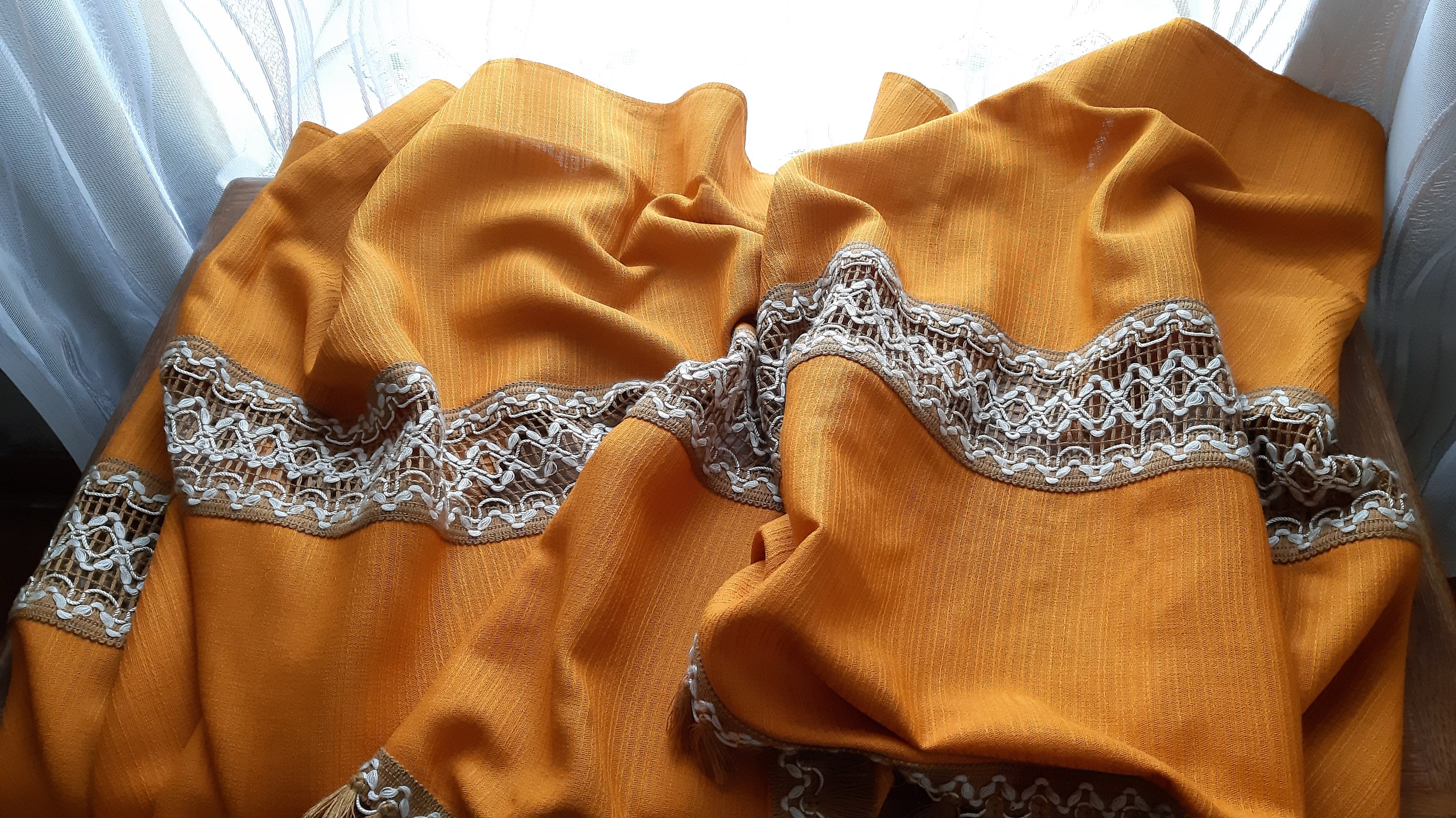 Vintage Mustard Color Valance Curtain Vintage Valance Room Etsy